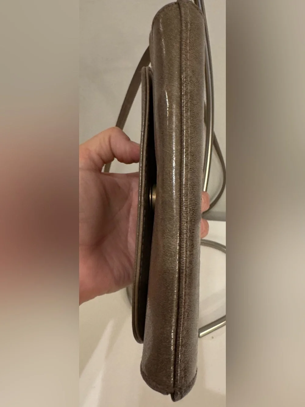 Vintage America Perry Ellis Taupe Leather Crossbody Bag *see Description* - Picture 7 of 16